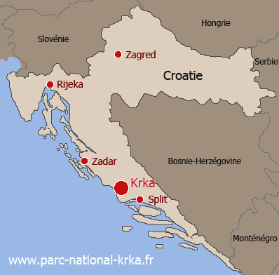 Situation géographique du Parc national de Krka