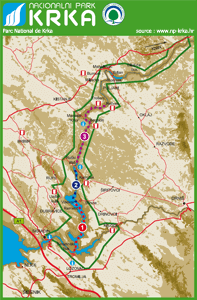 Plan du Parc national de Krka - Croatie